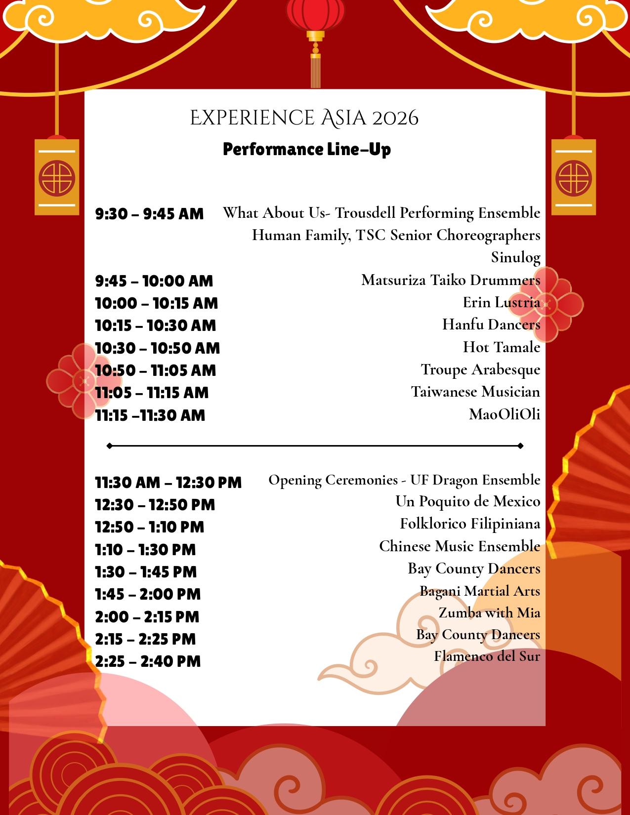 Experience Asia 2026 Schedule Page 1